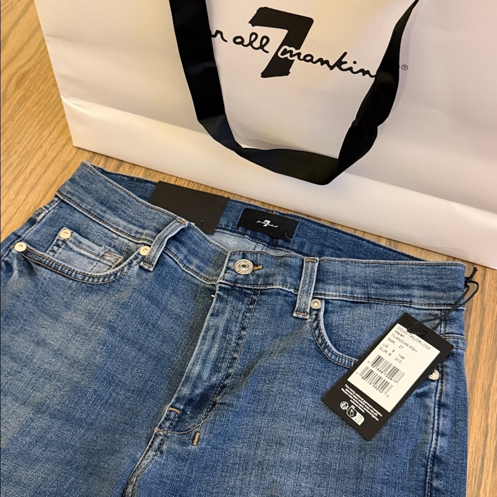NWT 7 For All Mankind Women’s Tailorless Dojo Jeans Marsh Size 27 - Picture 3 of 6